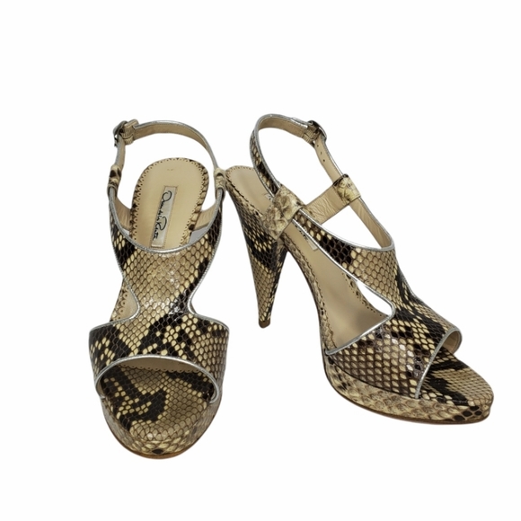 Oscar de la Renta Python Snake Platform Heels - Picture 2 of 8